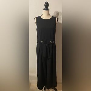 Black Sleeveless Belted Waist Jumpsuit
